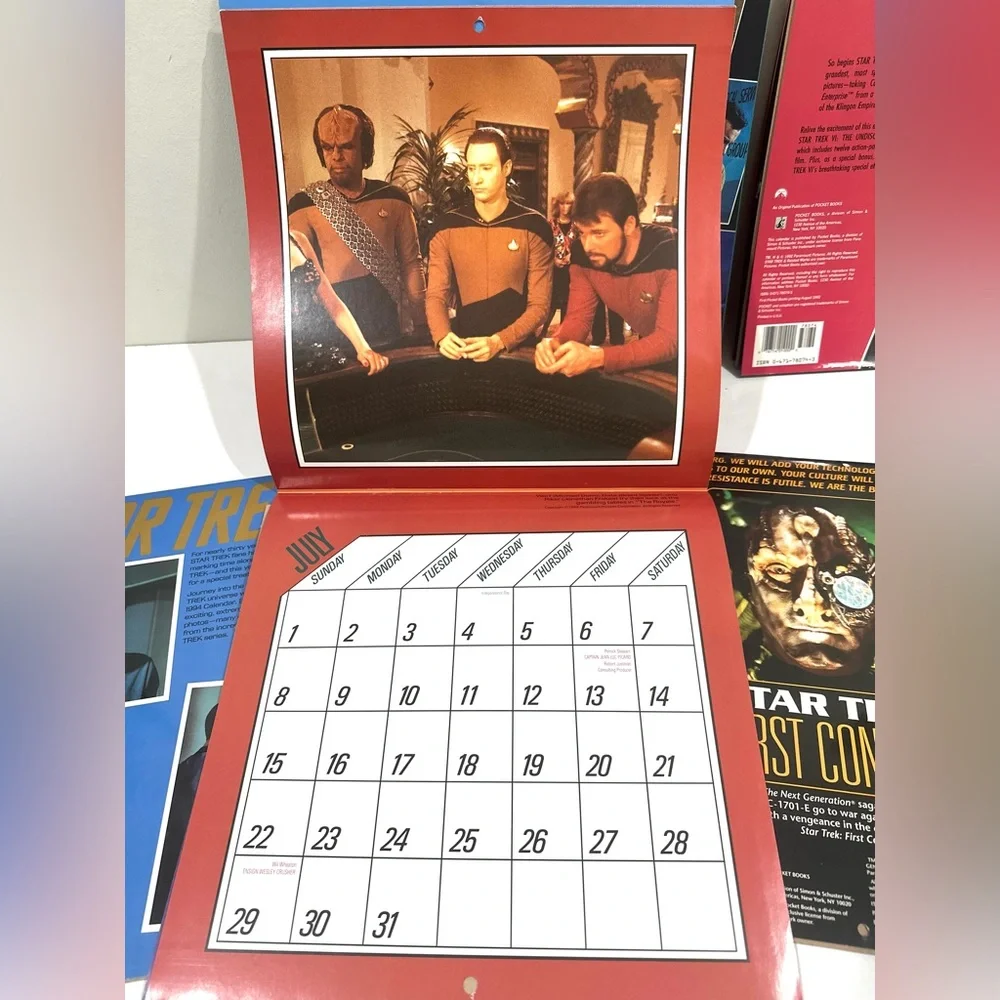 Lot of 5 Vintage Star Trek Original 90s Series Calendars- 90, 92, 93, 94, 98